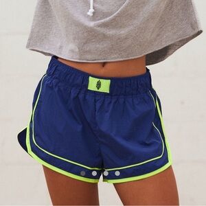 FP Movement by Free People Blue and Neon Green Athletic Shorts